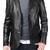 Men's black lambskin leather casual blazer jacket