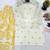 Women's off white embroidered kurta with yellow printed farshi pant