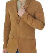 Men's tan suede soft genuine leather classic blazer jacket