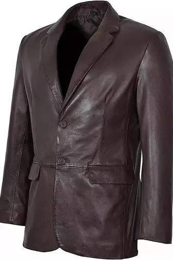 Men's dark brown lambskin leather formal blazer jacket