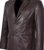 Men's dark brown lambskin leather formal blazer jacket
