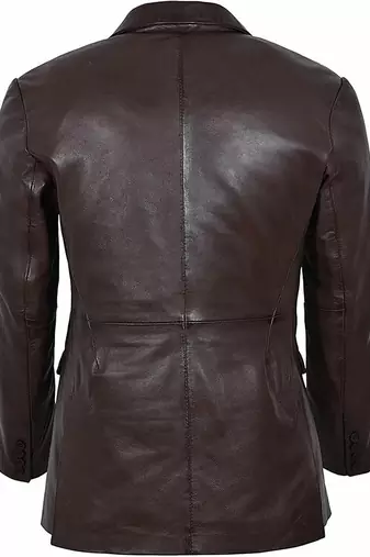Men's dark brown lambskin leather formal blazer jacket