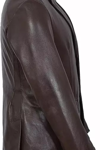 Men's dark brown lambskin leather formal blazer jacket