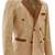 Men's beige suede leather double breasted blazer coat