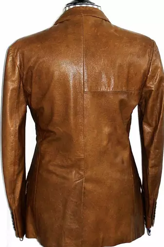 Men's tan soft lambskin leather formal blazer sport coat