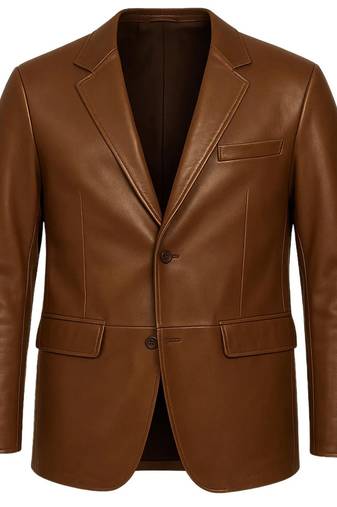 Men's dark brown real lambskin suede double breasted blazer coat