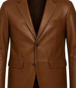 Men's dark brown real lambskin suede double breasted blazer coat