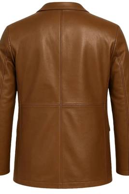 Men's dark brown real lambskin suede double breasted blazer coat 2