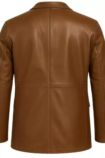 Men's dark brown real lambskin suede double breasted blazer coat