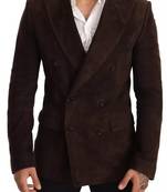 Men's tan lambskin suede leather two button blazer