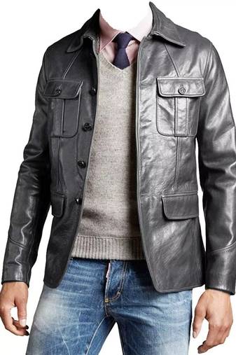 Men's black lambskin suede elbow patch blazer jacket