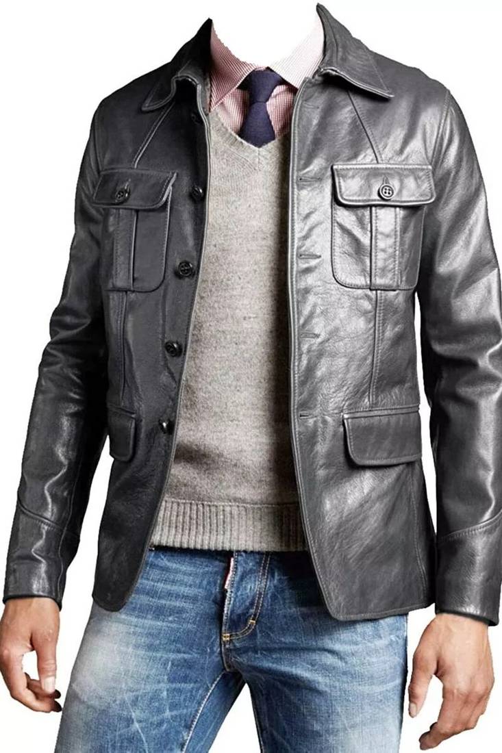 Men's black lambskin suede elbow patch blazer jacket