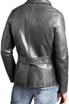 Men's black lambskin suede elbow patch blazer jacket 2