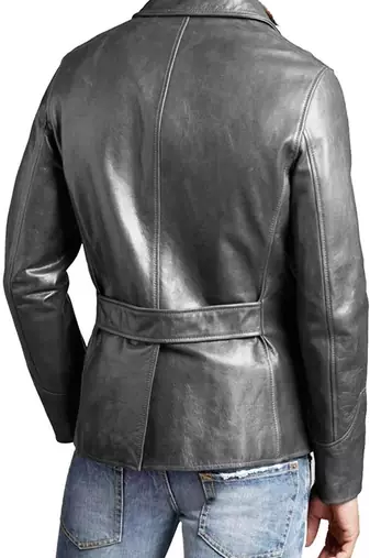 Men's black lambskin suede elbow patch blazer jacket