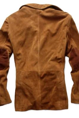 Men's olive green suede lambskin leather blazer jacket 3