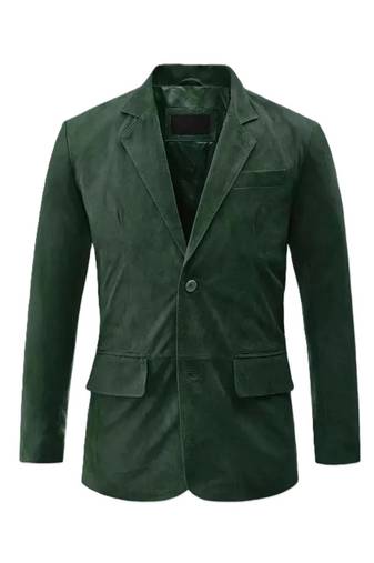 Men's dark green lambskin leather blazer sport coat jacket