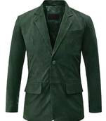 Men's dark green lambskin leather blazer sport coat jacket