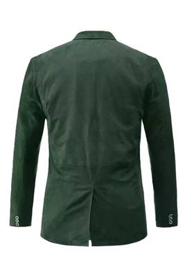 Men's dark green lambskin leather blazer sport coat jacket 2