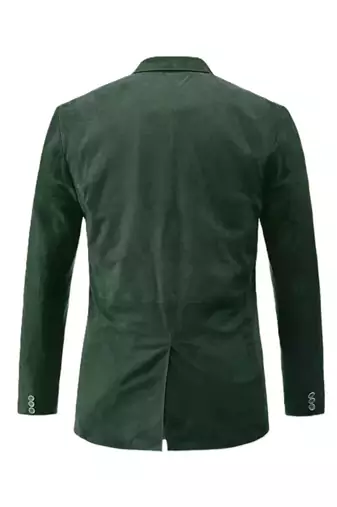 Men's dark green lambskin leather blazer sport coat jacket
