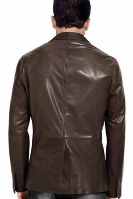 Men's dark brown genuine leather blazer jacket 2