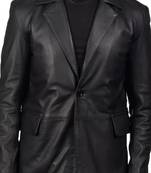 Men's black lambskin leather two button classic blazer coat