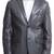 Men's gray genuine leather formal blazer jacket