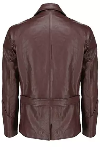 Men's brown genuine lambskin leather safari blazer utility jacket