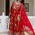 Women's red georgette embroidered anarkali suit set with dupatta