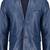 Men's navy blue lambskin leather two button blazer jacket