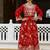 Women's red georgette embroidered anarkali suit set with dupatta