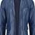 Men's navy blue lambskin leather two button blazer jacket
