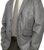 Men's gray lambskin leather business blazer sport coat