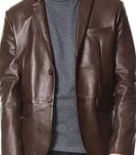 Men's dark brown real lambskin leather classic blazer jacket