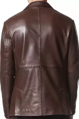 Men's dark brown real lambskin leather classic blazer jacket