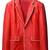 Men's red lambskin leather blazer white trim party jacket