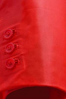 Men's red lambskin leather blazer white trim party jacket 2