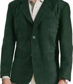 Men's forest green soft suede lambskin leather blazer jacket