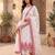 White & pink embroidered kurta pant set with maska cotton silk dupatta