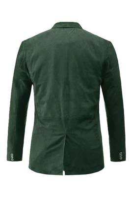 Men's forest green soft suede lambskin leather blazer jacket 3