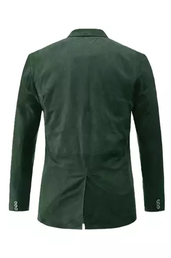 Men's forest green soft suede lambskin leather blazer jacket