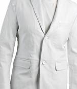 Men's white genuine leather formal blazer jacket