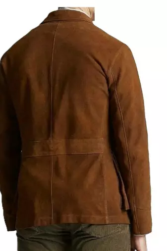 Men's brown soft suede leather casual blazer jacket