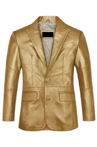 Men's gold genuine leather party wear blazer sport coat jacket