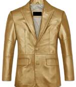 Men's gold genuine leather party wear blazer sport coat jacket