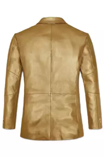 Men's gold genuine leather party wear blazer sport coat jacket
