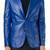 Men's royal blue lambskin leather slim fit blazer jacket