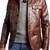 Men's brown lambskin leather safari field jacket blazer
