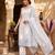 White & sky blue embroidered kurta pant set with maska cotton silk dupatta