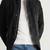 Men's black soft suede safari leather blazer jacket