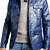 Men's genuine blue leather safari blazer field jacket